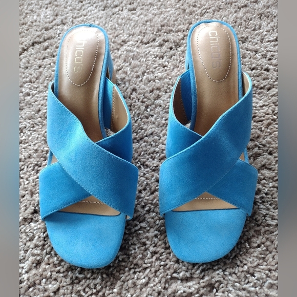 Chico's Shoes - Chico's Faux Suede Block Heel Mule Sandals 8.5 NWOT